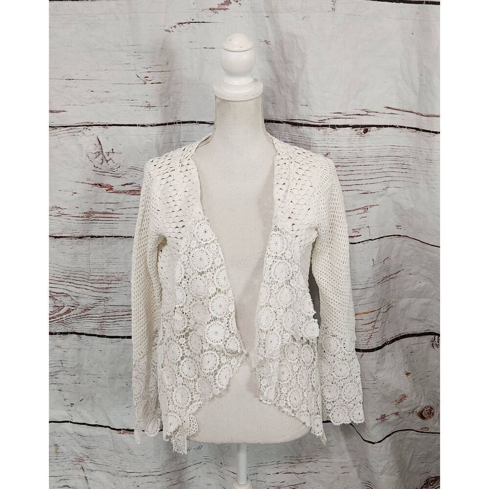 Sundance Crochet Open Draped Cardigan Size Small